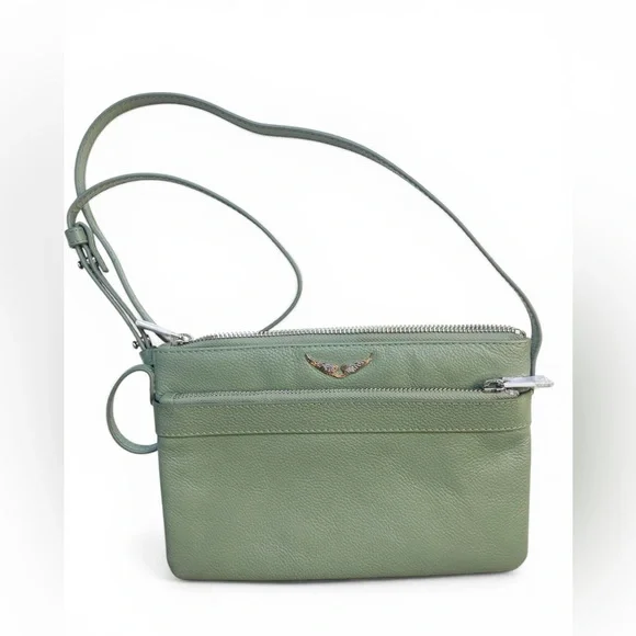 NWT Zadig & Voltaire Stella Wings Green Leather Crossbody Bag